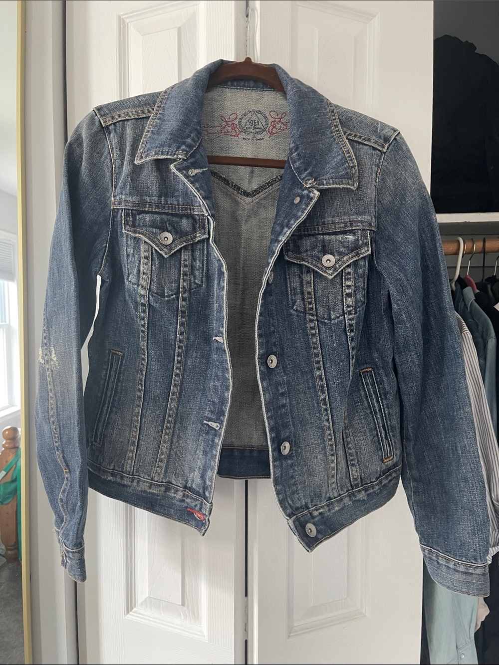 GAP Distressed Blue Denim Jean Jacket